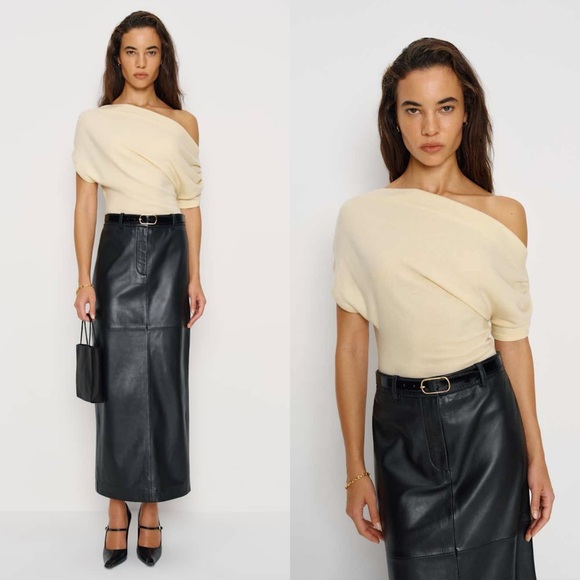 REFORMATION NEW Iris Knit Top in Custard XL